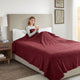 Serta Ribbed Micro Fleece Heated Blanket, Burgundy