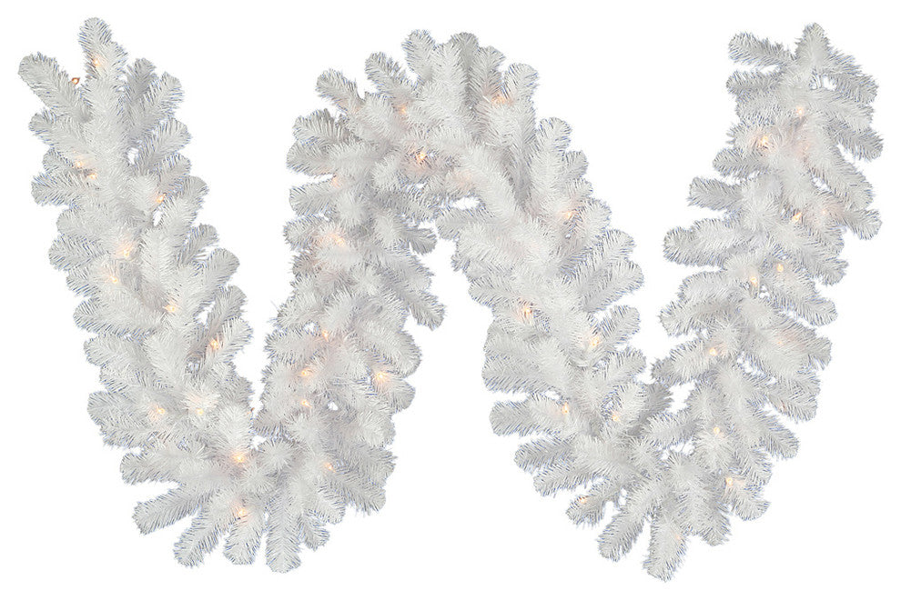 9' X 16" Crystal White Garl 100Led Wmwht