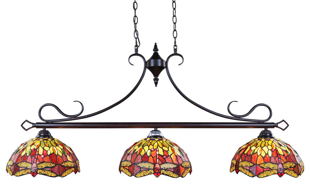 CHLOE Lighting CH3T471RD48-IL3 EMPRESS Dragonfly 3 Light Island Pendant 48``Wide