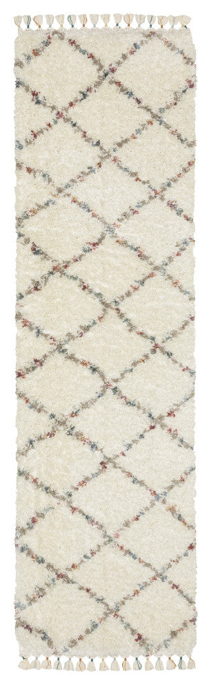 Aurora Lattice Ivory/Multi Indoor Area Rug, Ivory, 2'3" x 7'6"