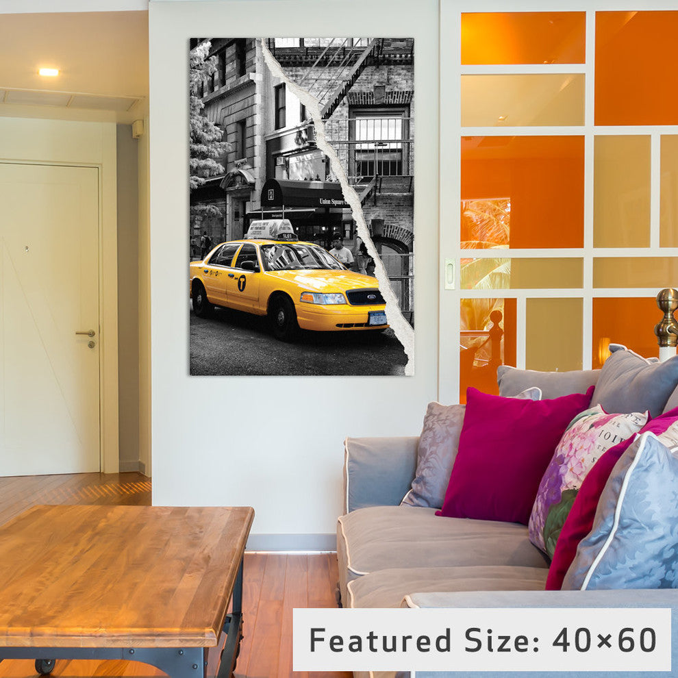 "Dual Torn Series Yellow Cab" by Philippe Hugonnard, 40x26x1.5, 1-Piece