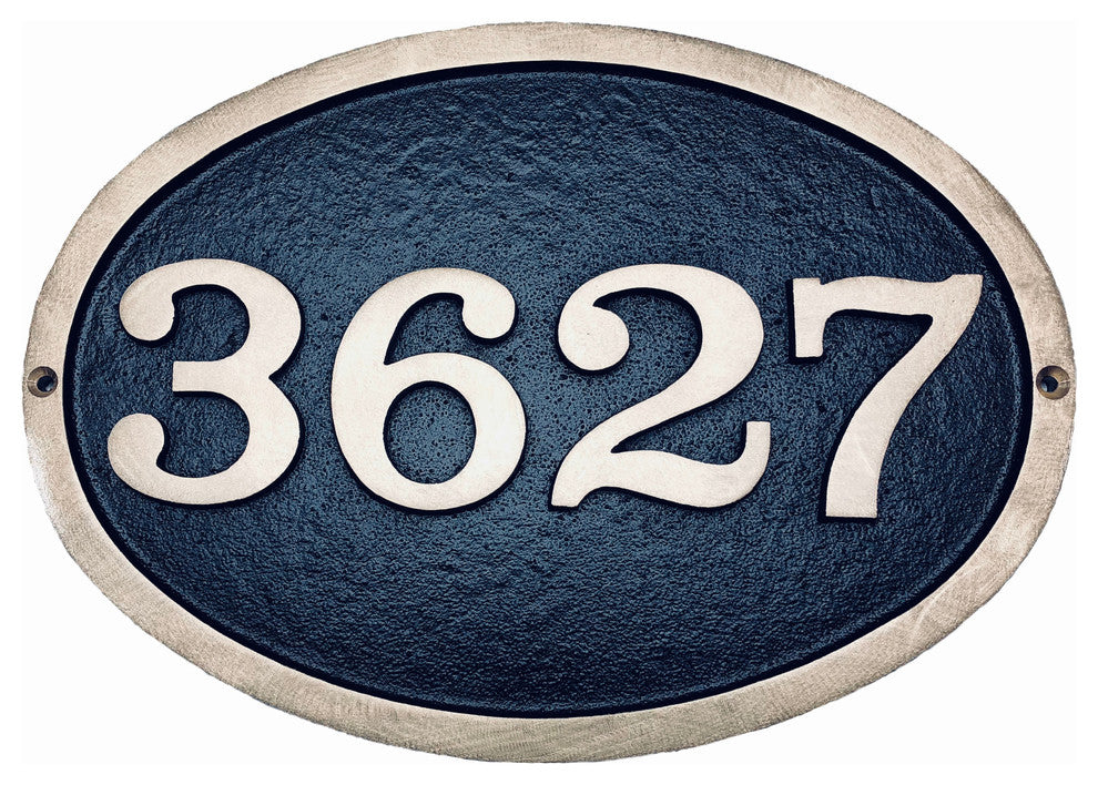 Custom Address Plaque: Traditional Large Brass Oval Sign