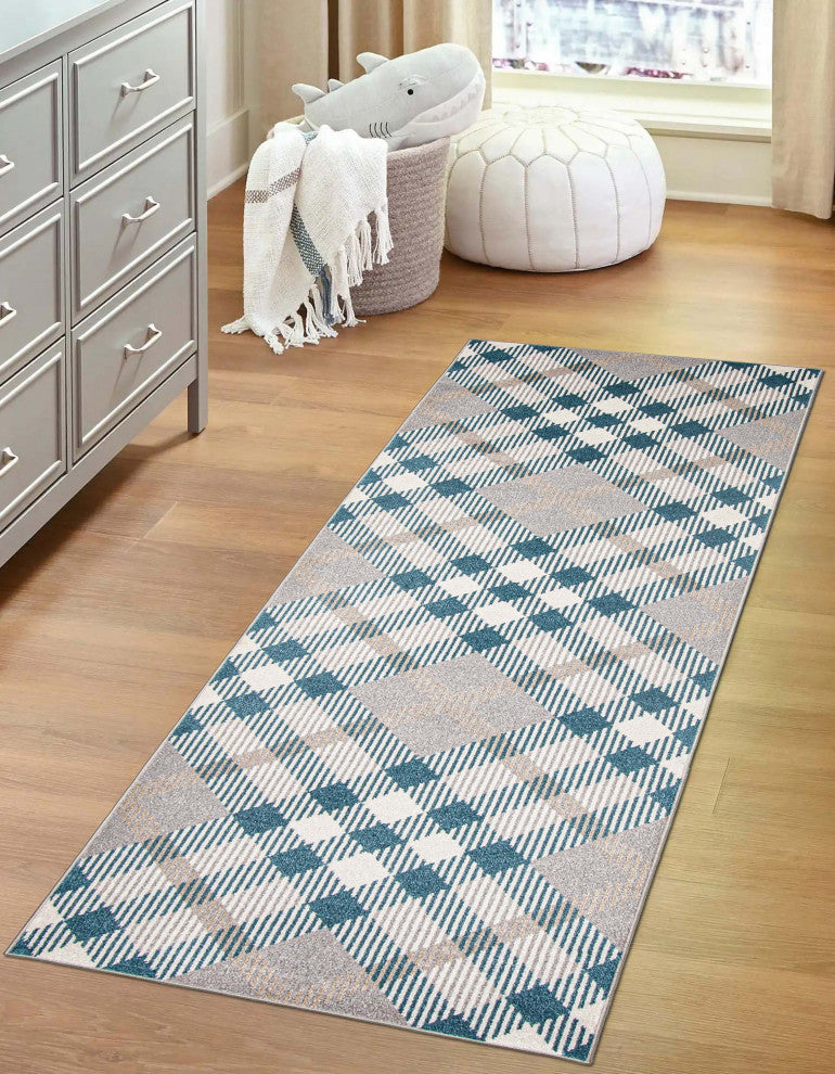 Aqua Kors Area Rug, Gray, 2'6"x8'