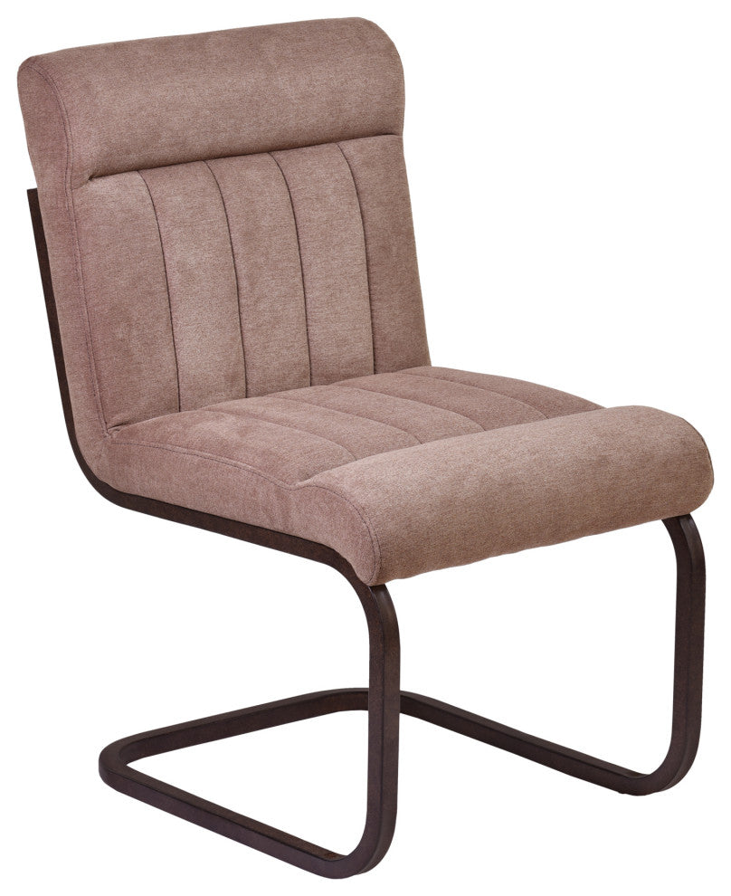 Vancouver Metal Side Chair In Auburn Bay And Brown Microfiber, Set of 2