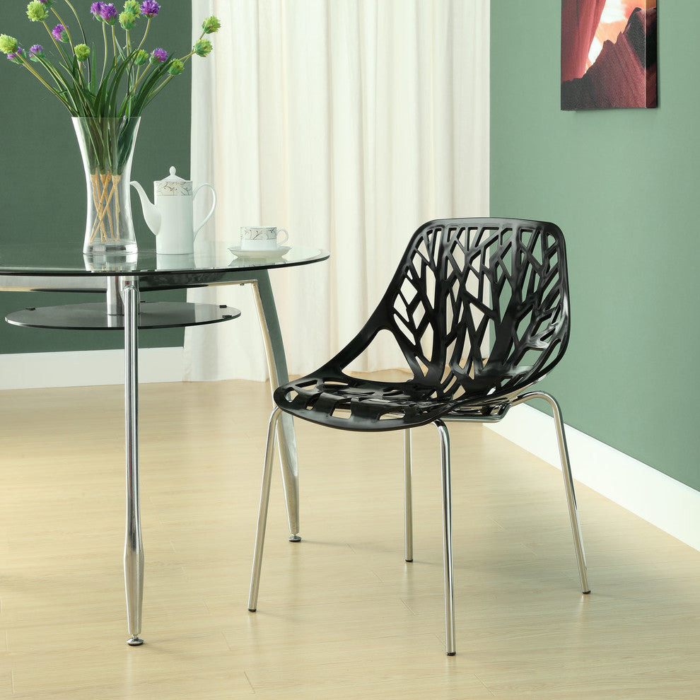 Modern Contemporary Kitchen Dining Side Chair Black, Outdoor and Indoor