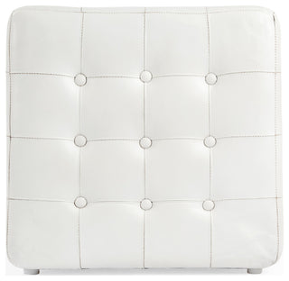 Butler Leon Leather Ottoman, White