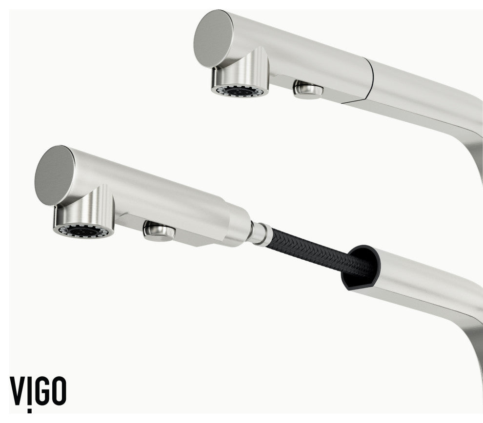 VIGO Jewel 15" H Touchless Pull-Out Sprayer Kitchen Faucet, Stainless Steel