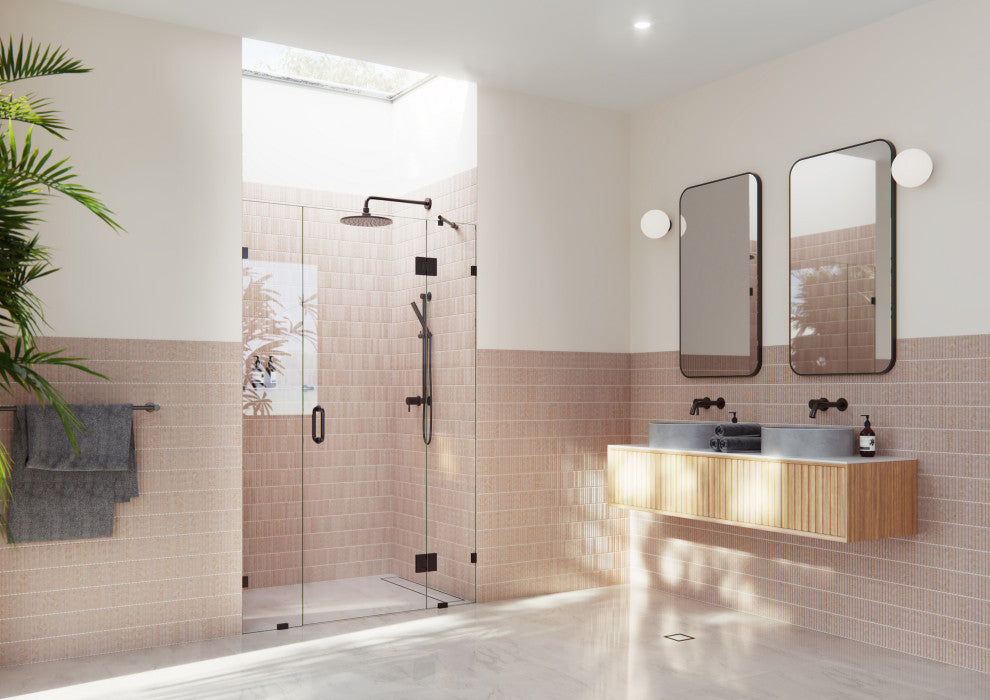 45"Wx78"H Frameless 3 Panel Inline Shower Door, Oil Rubbed Bronze