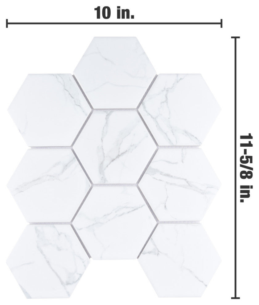 Carrione Super Hex Matte Carrara Porcelain Floor and Wall Tile