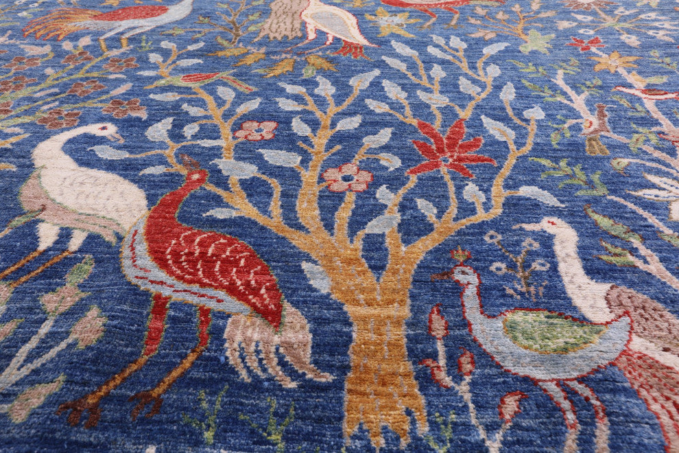 12' 0" X 14' 6" Persian Tree Of Life Design Handmade Wool Rug Q7812
