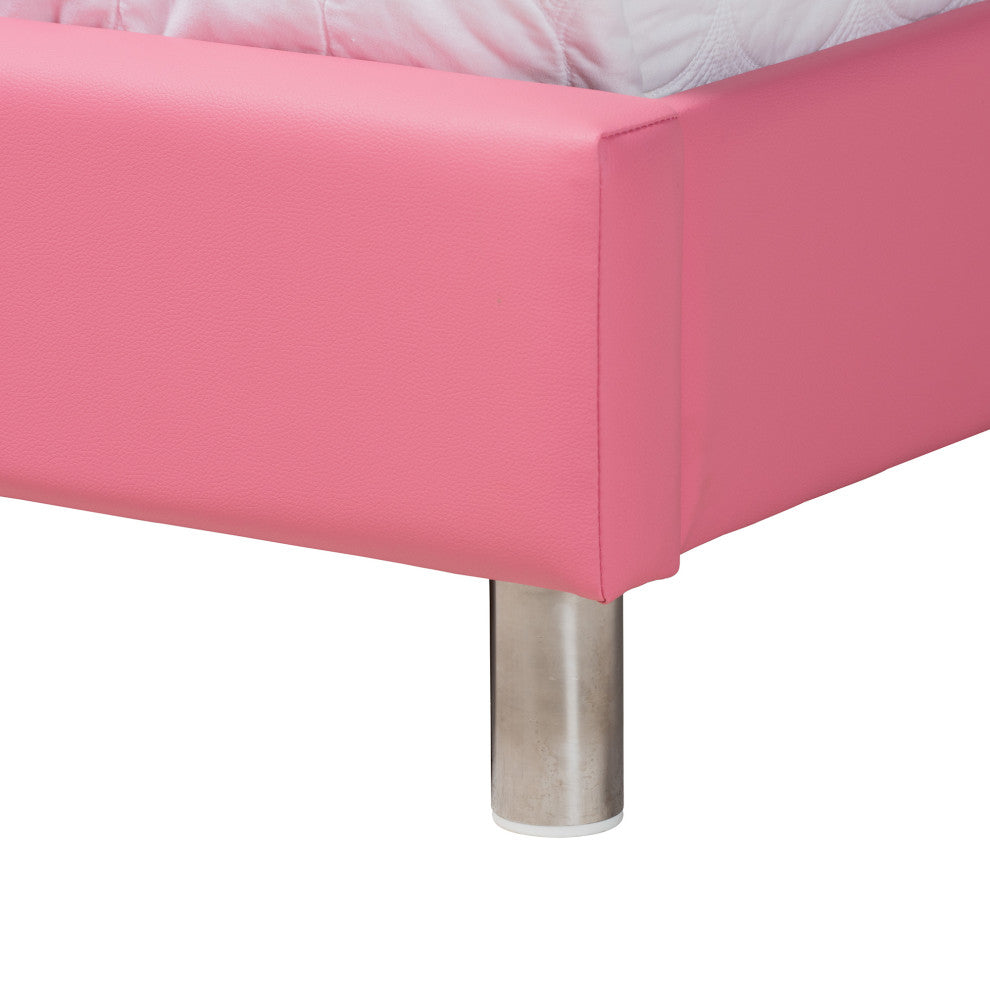 Canterbury Glam Pink Faux Leather Upholstered Queen Size 3-Piece Bedroom Set