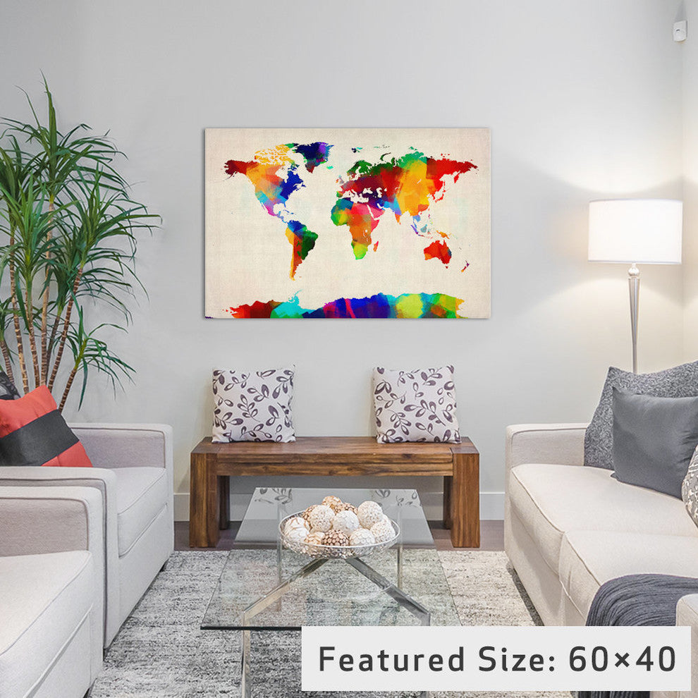 "Map of the World IV" by Michael Tompsett, 40x26x1.5"