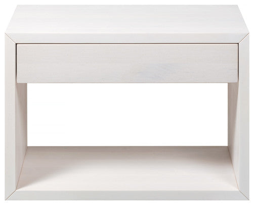 Floating Nightstand Cubic Hugo with Drawer wide, White Birch
