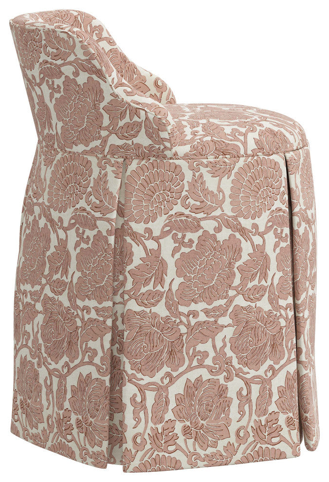 Skirted Vanity Chair, Japanais Dusty Pink