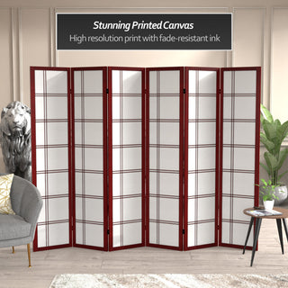 6' Tall Canvas Double Cross Room Divider, Rosewood, 6 Panels