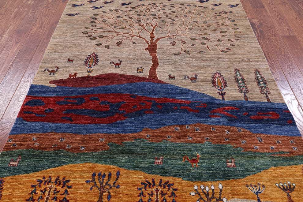 5' 9" X 8' 6" Persian Gabbeh Tribal Handmade Wool Rug Q9560