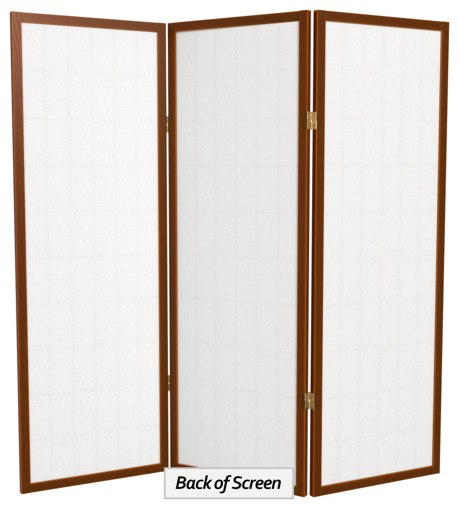 4' Tall Window Pane Shoji Screen, Walnut, 3 Panels