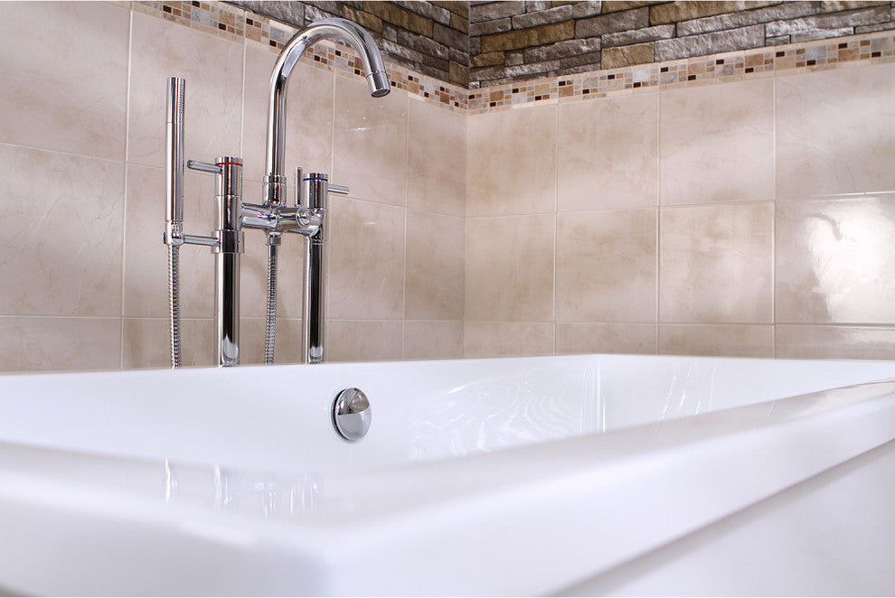 Aqua Eden 66" Acrylic Freestanding Rectangular Tub With Drain, White