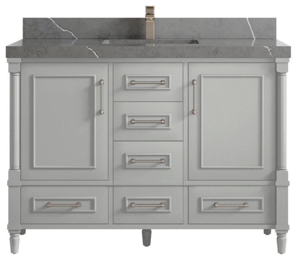 Aberdeen 48 Single Sink Bath Vanity in Coventry Gray 2" Piatra Gray