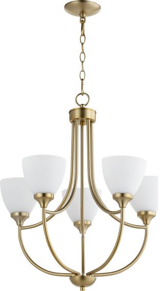 Quorum Enclave 5 Light 24" Chandelier, Aged Brass