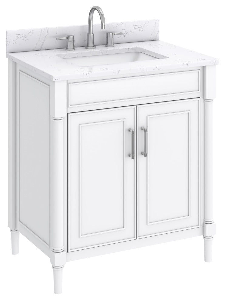Avanity Bristol 30" Vanity Combo, White and Cala White Engineered Top