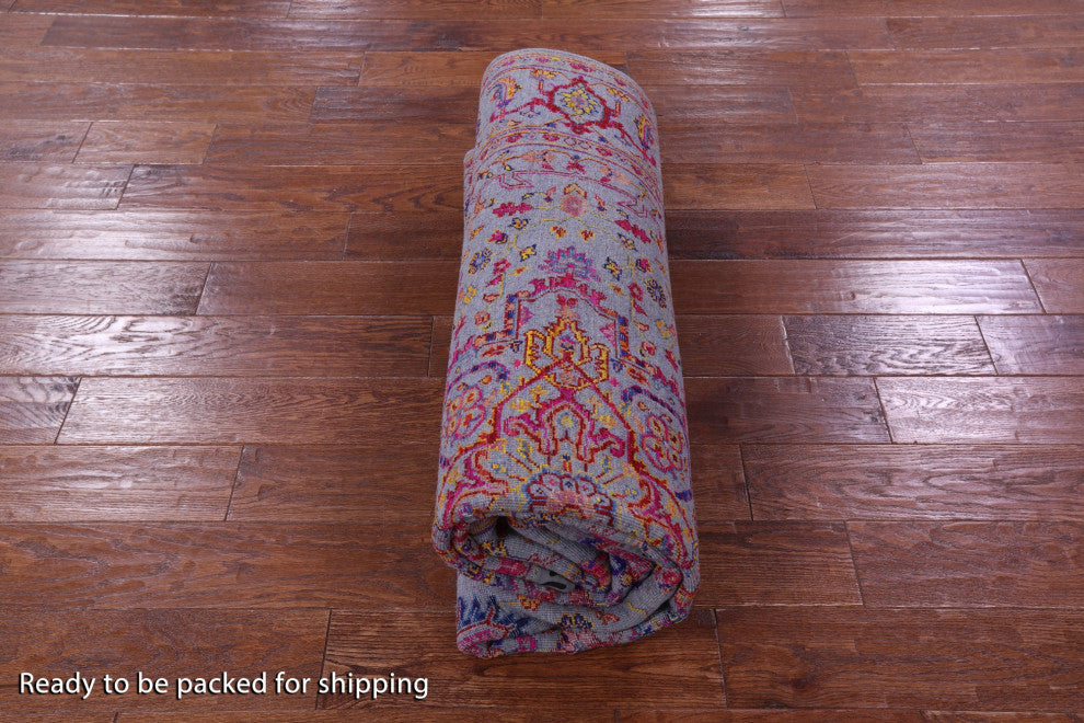 Persian Heriz Serapi Handmade Wool & Silk Rug 6' 1" X 9' 3" - Q15547