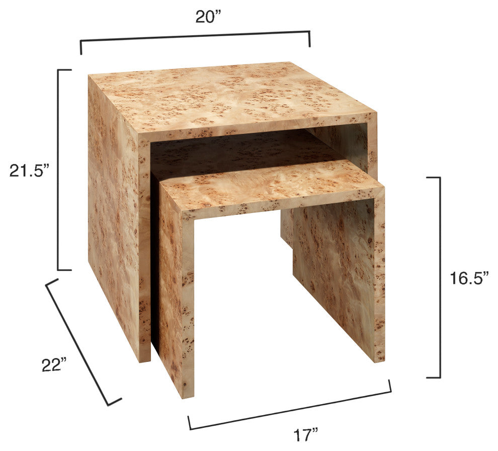 Bedford Wood Set of 2 Nesting Tables, Natural