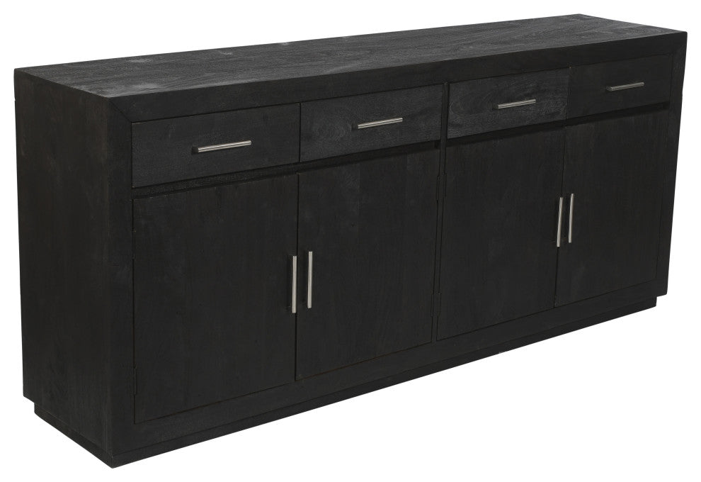 Fernious 4 Drawer 4 Door Sideboard, Dark Gray on Mango Solid Wood