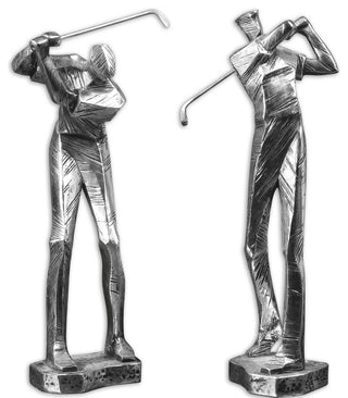 Uttermost Practice Shot Polyresin Metallic Statues in Silver/Gray (Set of 2)