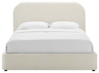 Keynote Performance Velvet Curved King Platform Bed, Alabaster