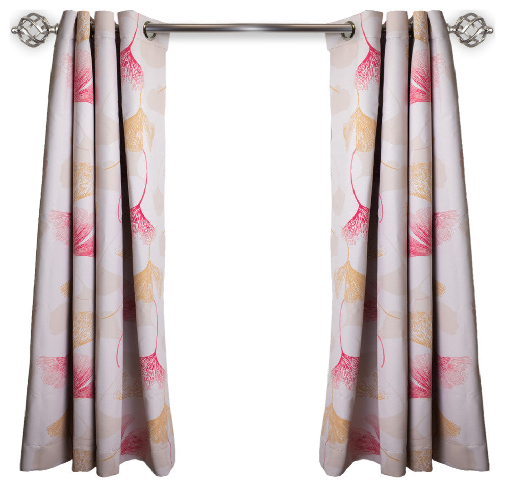Blush Floral Curtain, 56"w X 63"h