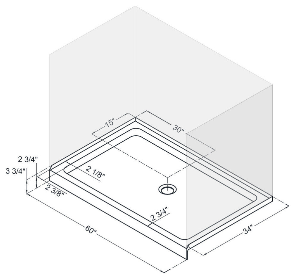 Dreamline Slimline 34"x60" Threshold Shower Base, Biscuit Color