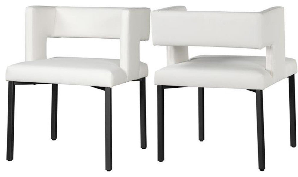 Pemberly Row 19" Modern Faux Leather Dining Chair in White (Set of 2)