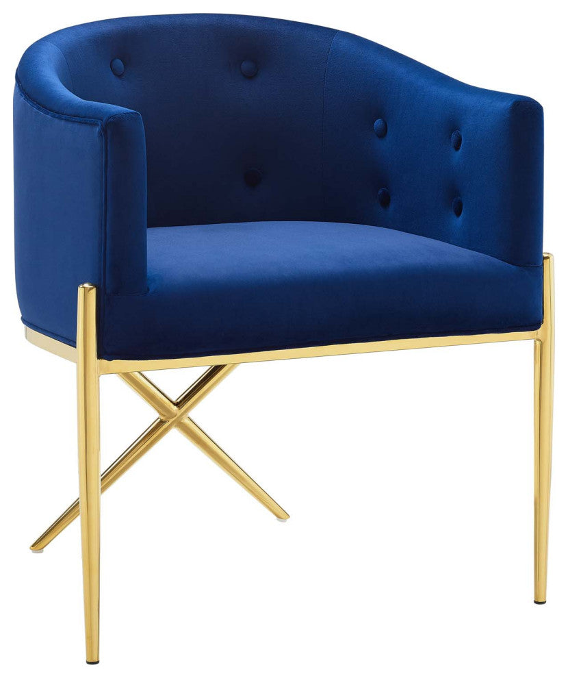 Savour Tufted Performance Velvet Accent Dining Armchair Navy