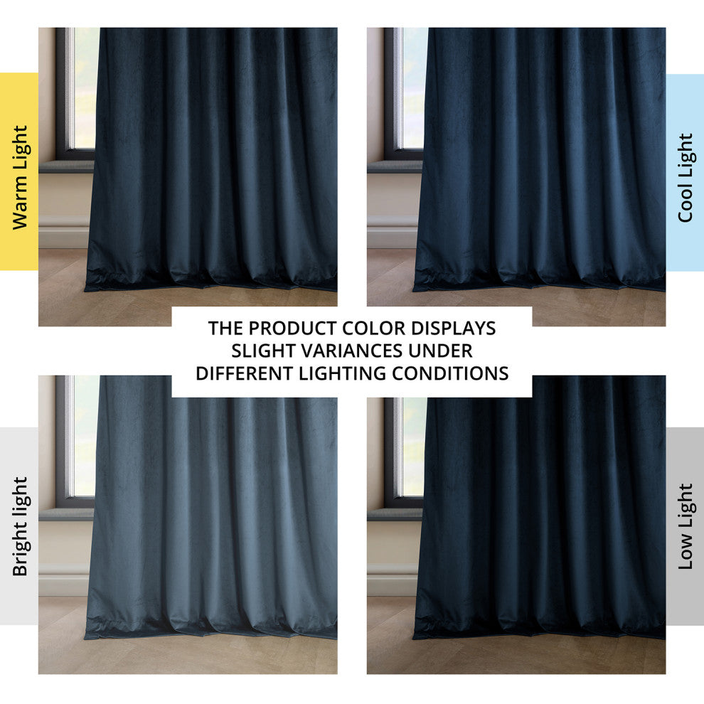 Heritage Plush Velvet Curtain Single Panel, Eternal Blue, 50"x108"
