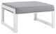 Modern Urban Contemporary Outdoor Patio Ottoman, White Gray Fabric Steel