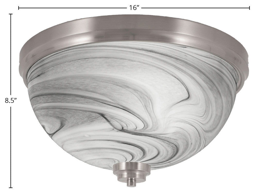 16" 3-Light Flush Mount Light, Brushed Nickel/Onyx Swirl