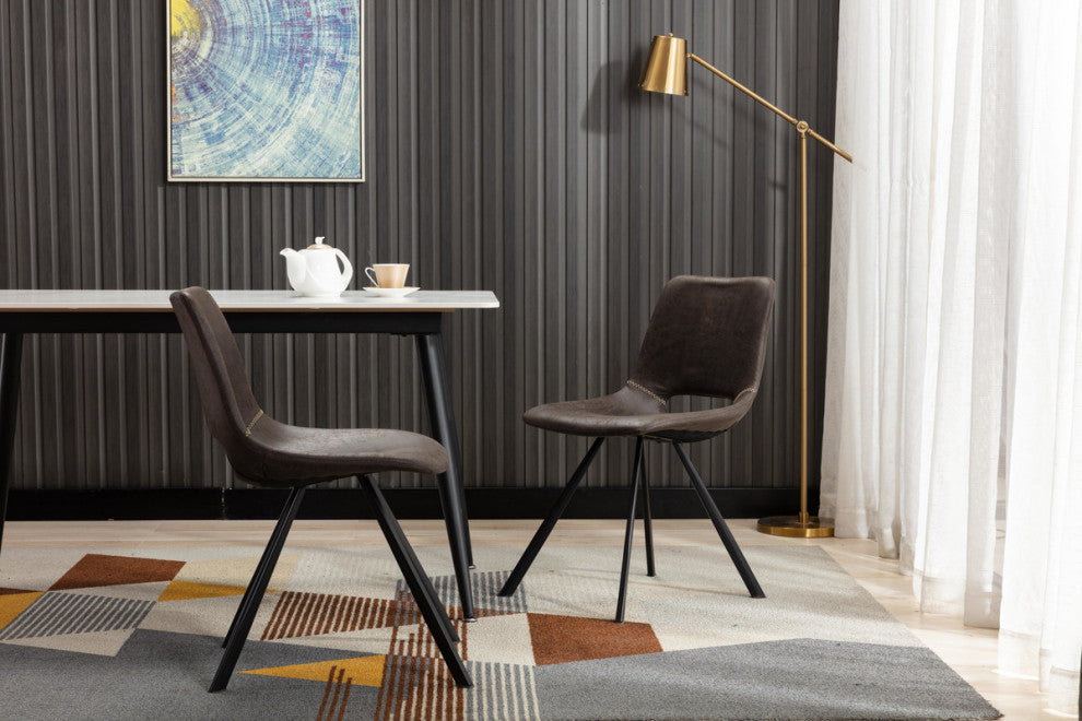 Home Beyond Synthetic Leather Dining Chairs, Set of 2, Black