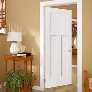 1+2 Panel Kimberly Bay Door, Interior Slab Shaker, White , 80"x28"x1.375"