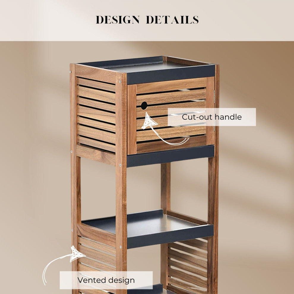 Bathroom Storage Cabinet, Compact Freestanding Linen Cabinet for Small Spaces, Elements
