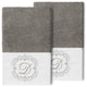 Linum Home Turkish Cotton Monica 2-Piece Embellished Hand Towel Set, Dark Gray
