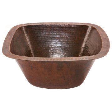 BS15DB3 15'''' Square 16 Gauge Hammered Copper Prep Sink
