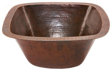 BS15DB3 15'' Square 16 Gauge Hammered Copper Prep Sink
