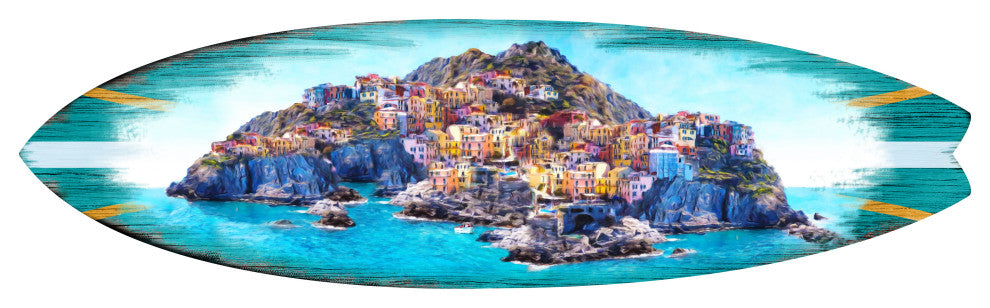 Island Surfboard Coastal Door Art, Approximate Size: 36x10