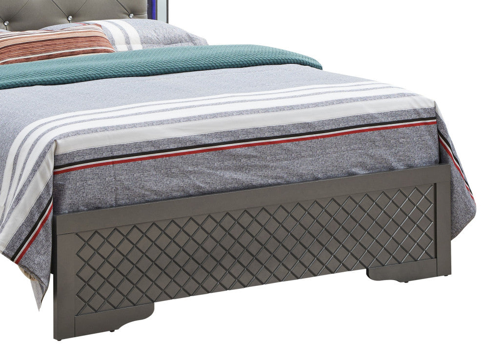 Verona LED Panel Bedframe, Charcoal, Queen