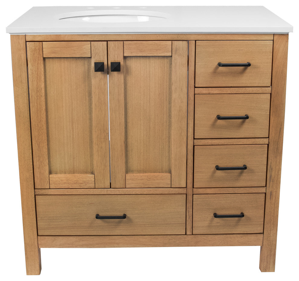 Horizon 36" Bathroom Vanity, Blonde, Engineered White