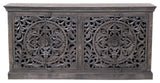 Carter Flores 4-Door Sideboard, Distressed Gray Finish on Mango Solid Wood