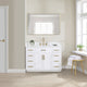 Gavino Vanity With Grain White Composite Stone Top, White/Brushed Gold, 48", With Mirror