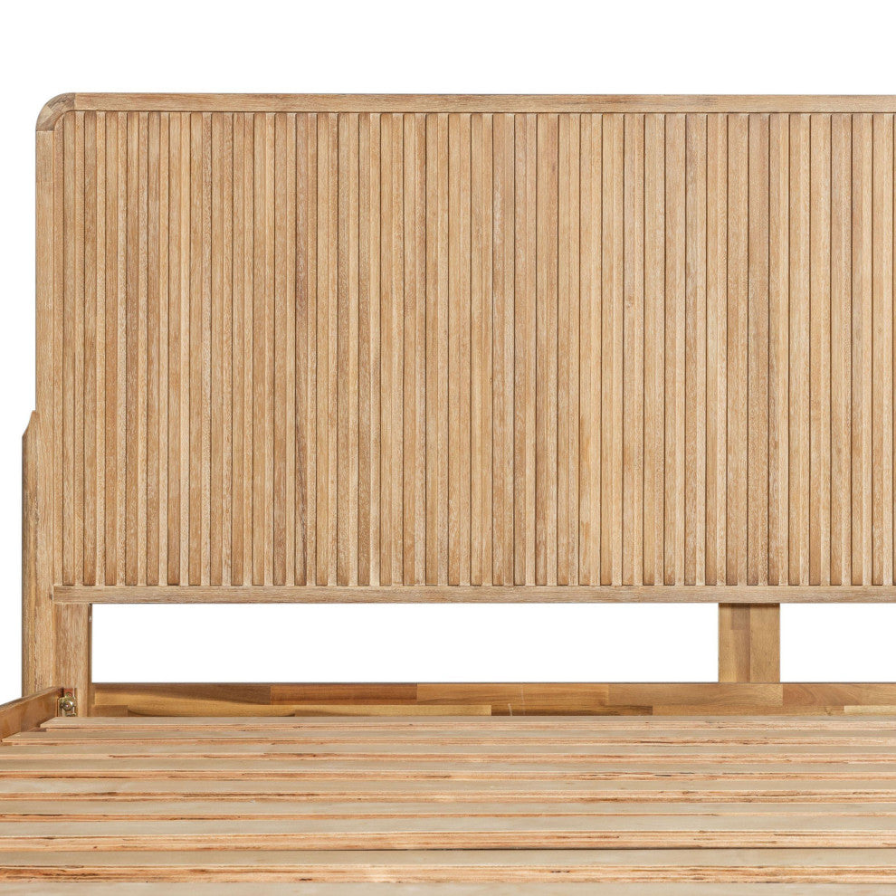 Modrest Mikala Modern Natural Oak Bed, Eastern King