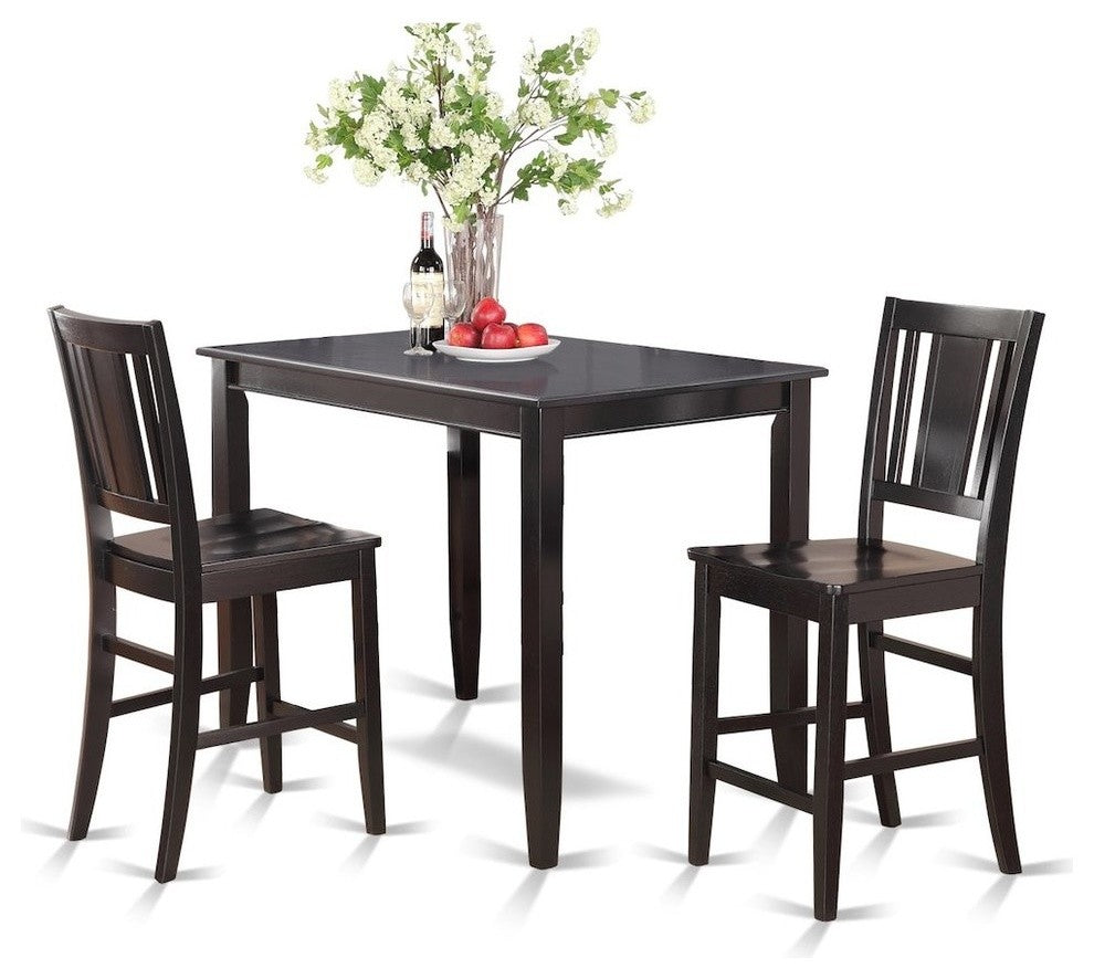 3-Piece Pub Table Set, High Table And 2 Kitchen Counter Chairs